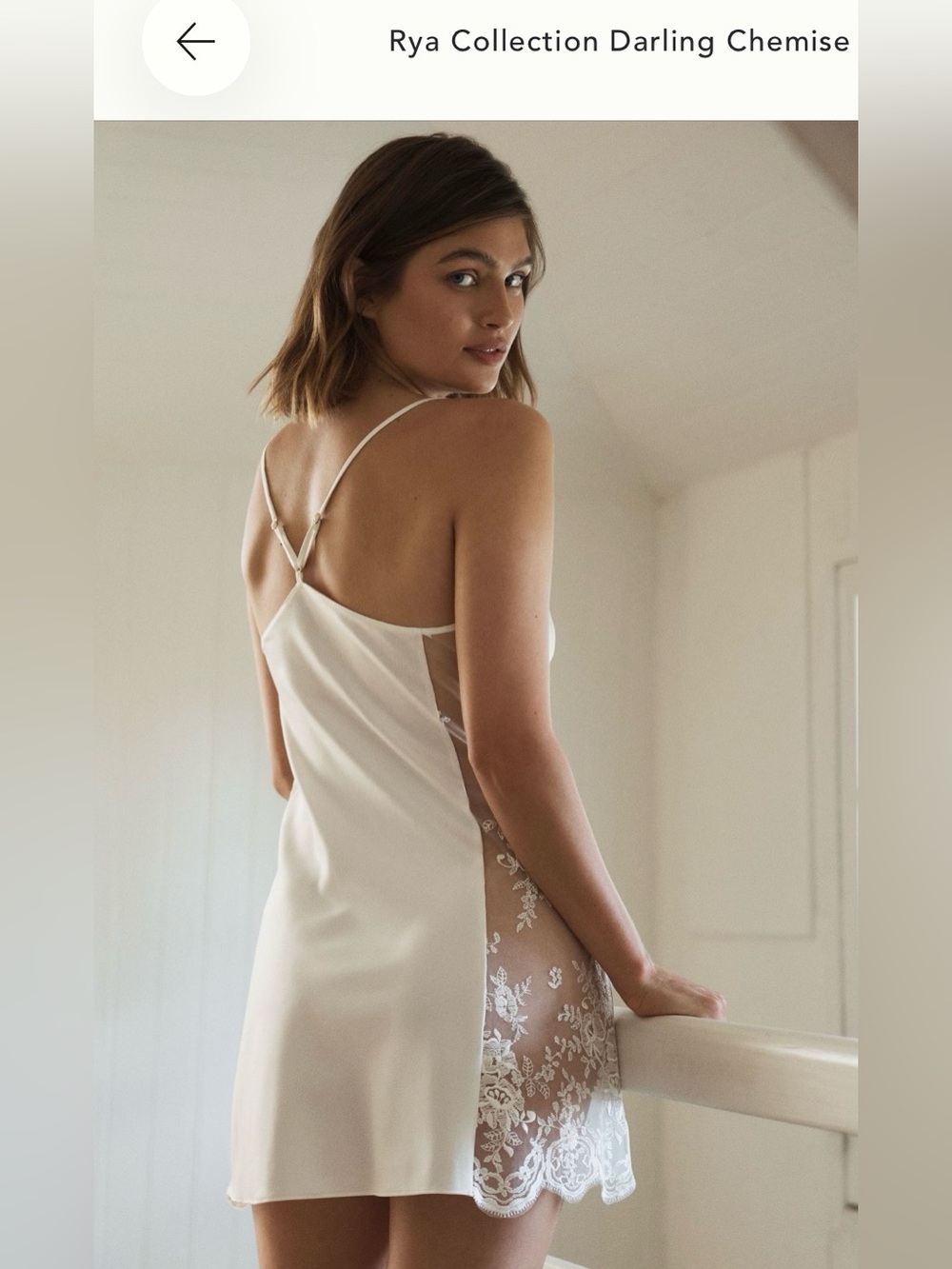 Rya Collection Darling Chemise in Ivory with Sheer Lace Side Panels- NEVER WORN